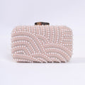 Pearl Beaded Box Clutch Evening Bag - Blush Pink