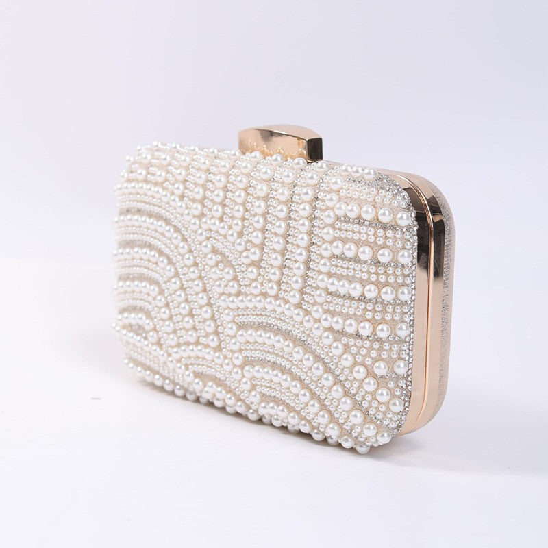 Pearl Beaded Box Clutch Evening Bag