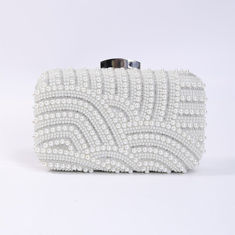 Pearl Beaded Box Clutch Evening Bag