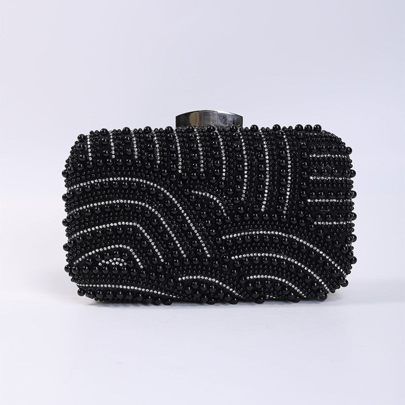 Pearl Beaded Box Clutch Evening Bag