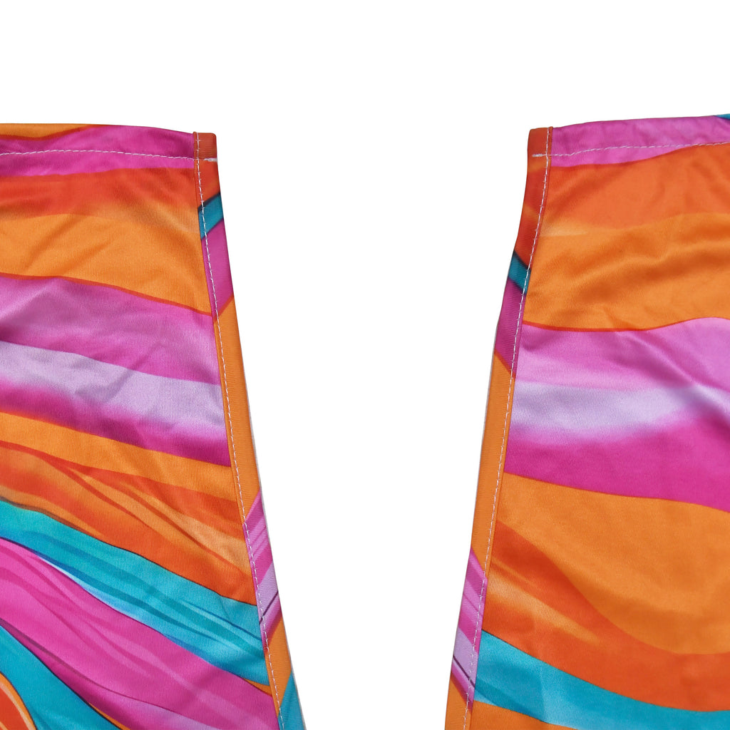 Halter Neck Open Back Striped Maxi Dress - Orange - 7