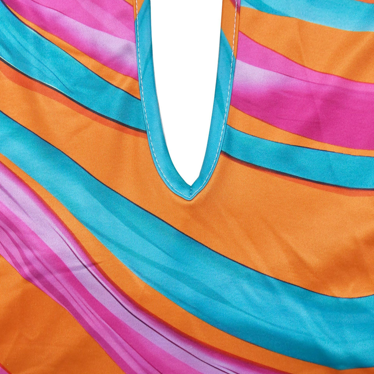 Halter Neck Open Back Striped Maxi Dress - Orange - 8