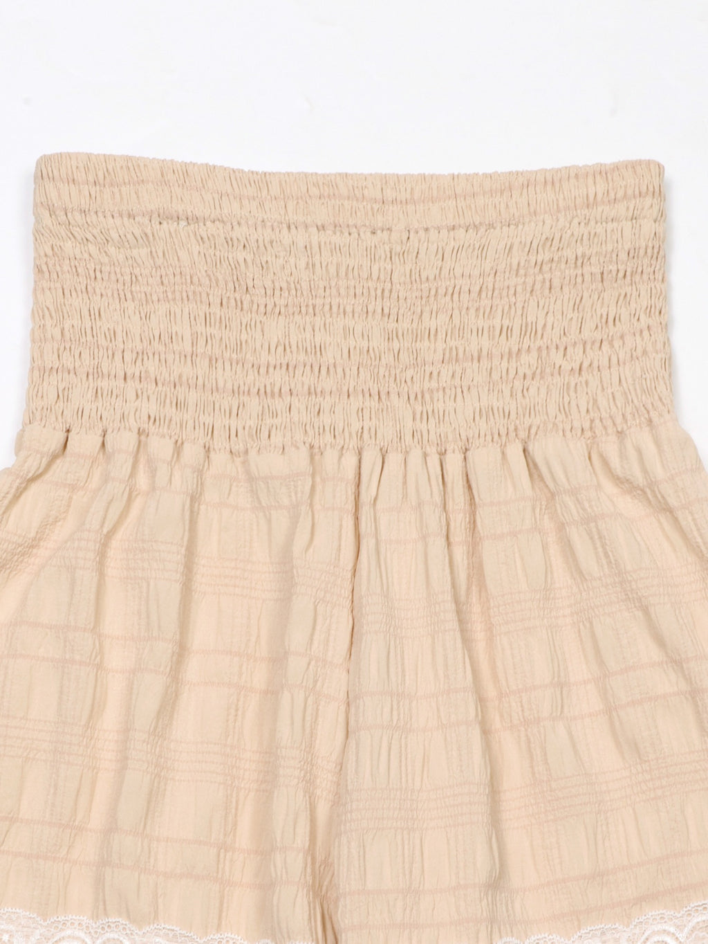 Tiered Lace Trim Smocked Palazzo Pants - Apricot - 5