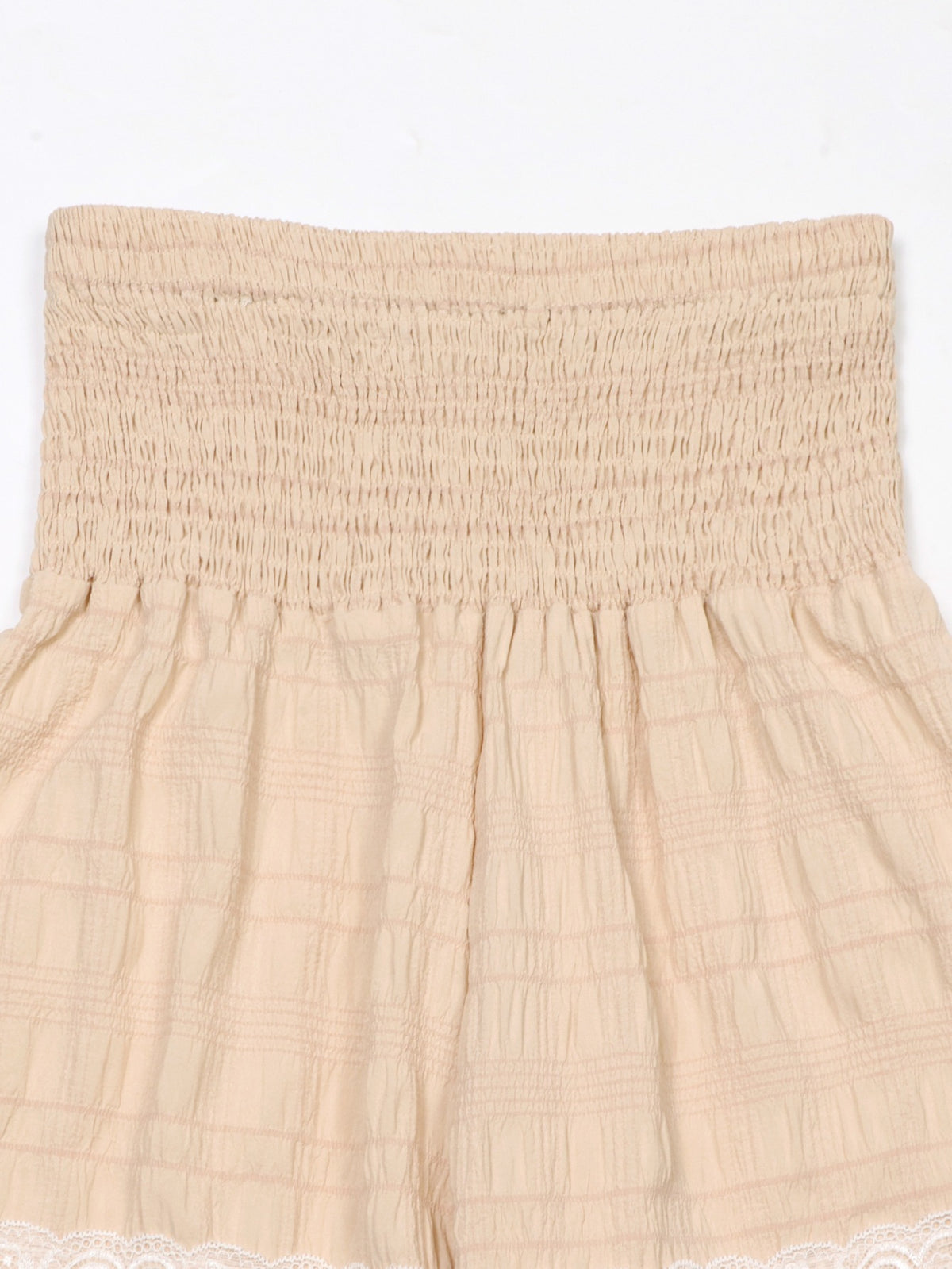 Tiered Lace Trim Smocked Palazzo Pants - Apricot - 5