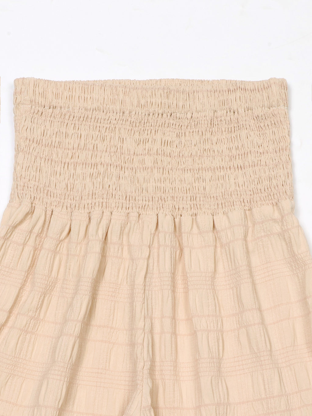 Tiered Lace Trim Smocked Palazzo Pants - Apricot - 6