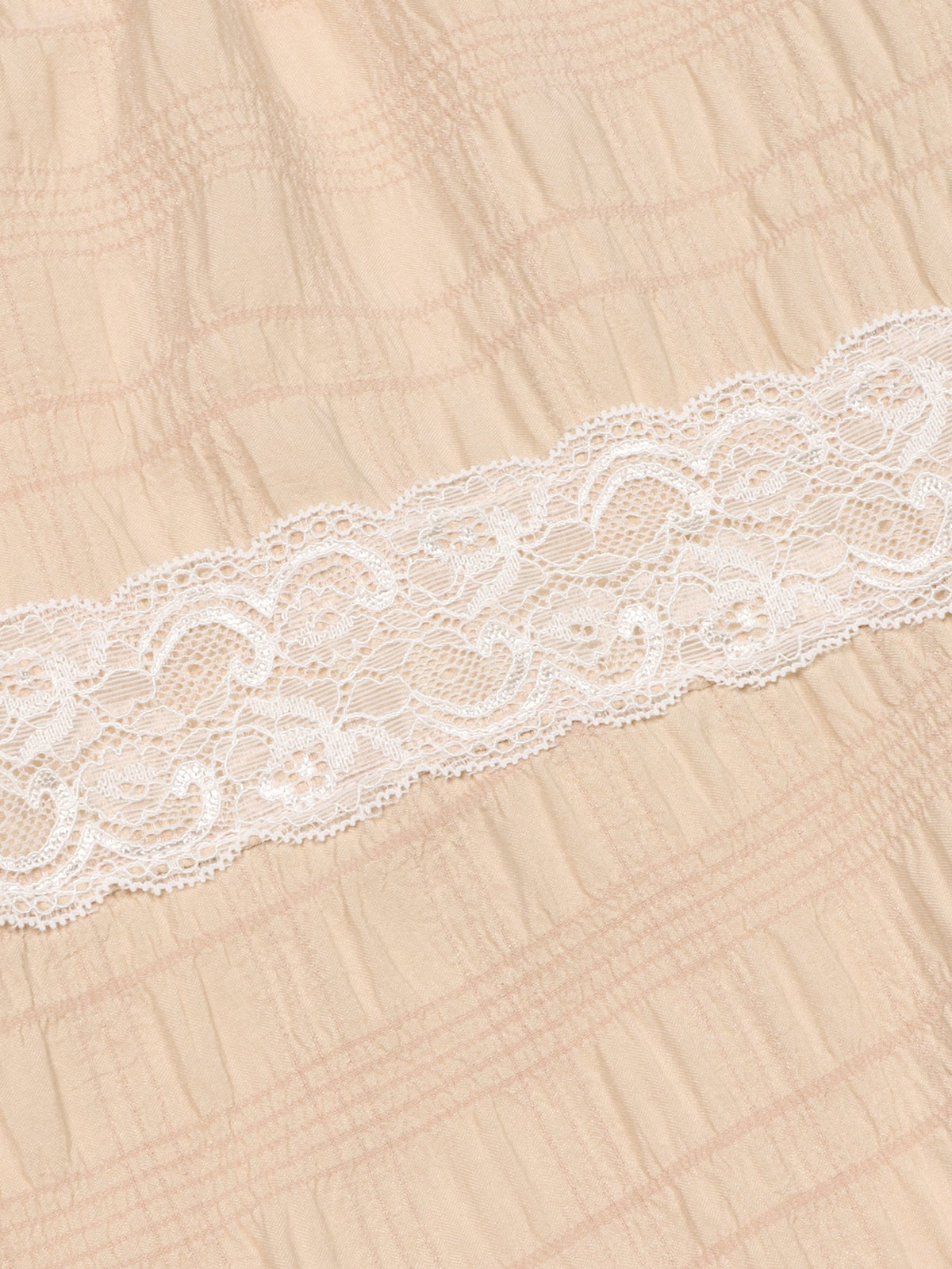 Tiered Lace Trim Smocked Palazzo Pants - Apricot - 7