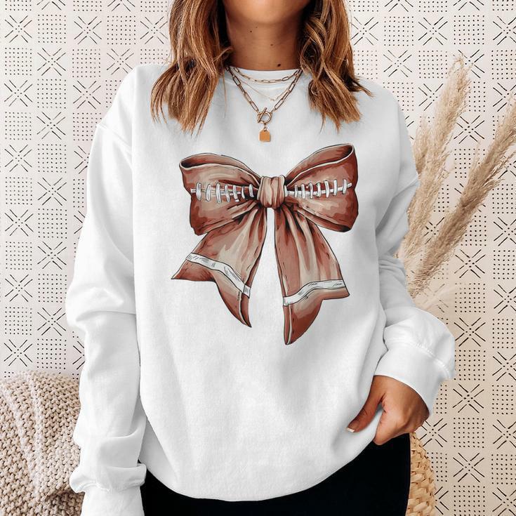 Coquette Football Bow Crewneck Sweatshirt - White
