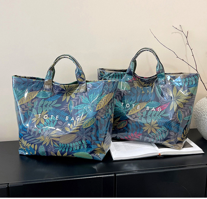 High Shine Croc Texture Tote Bag - Leaf - 1