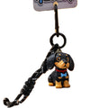 Dachshund Charm Keychain With Braided Cord - Black