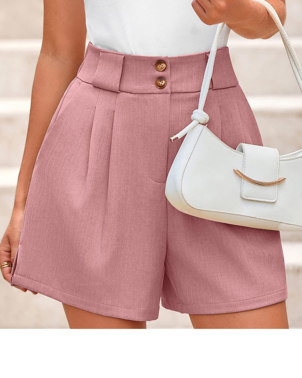 High Waist Pleated Wide Leg Shorts