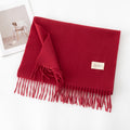 Soft Solid Tassel Blanket Scarf - 02Chili