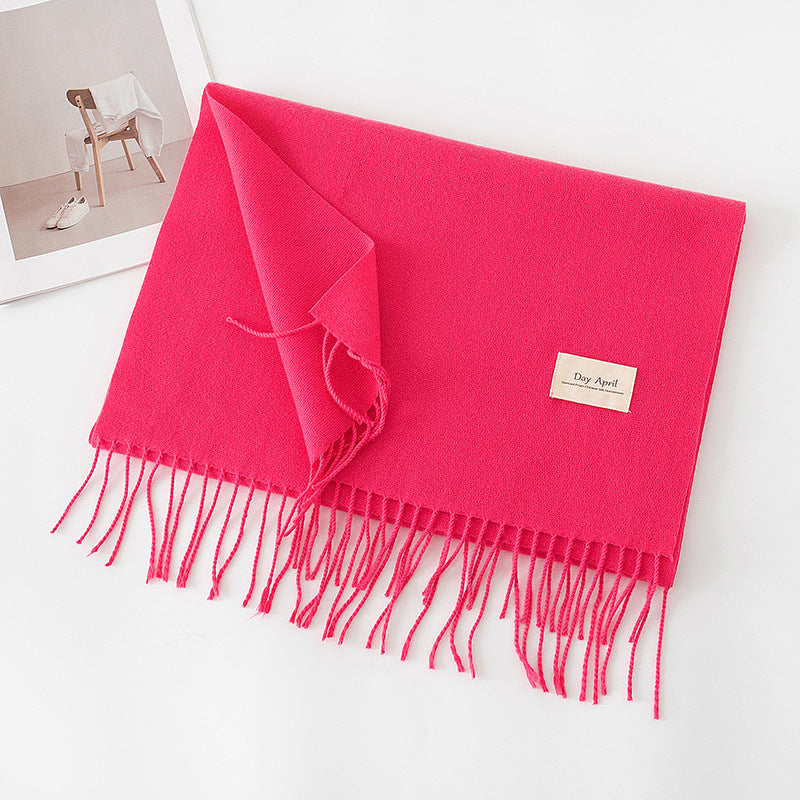 Soft Solid Tassel Blanket Scarf - 03rouge