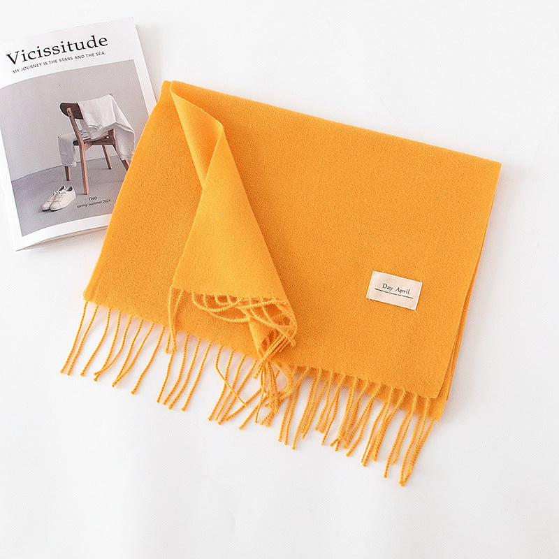 Soft Solid Tassel Blanket Scarf - 07mango