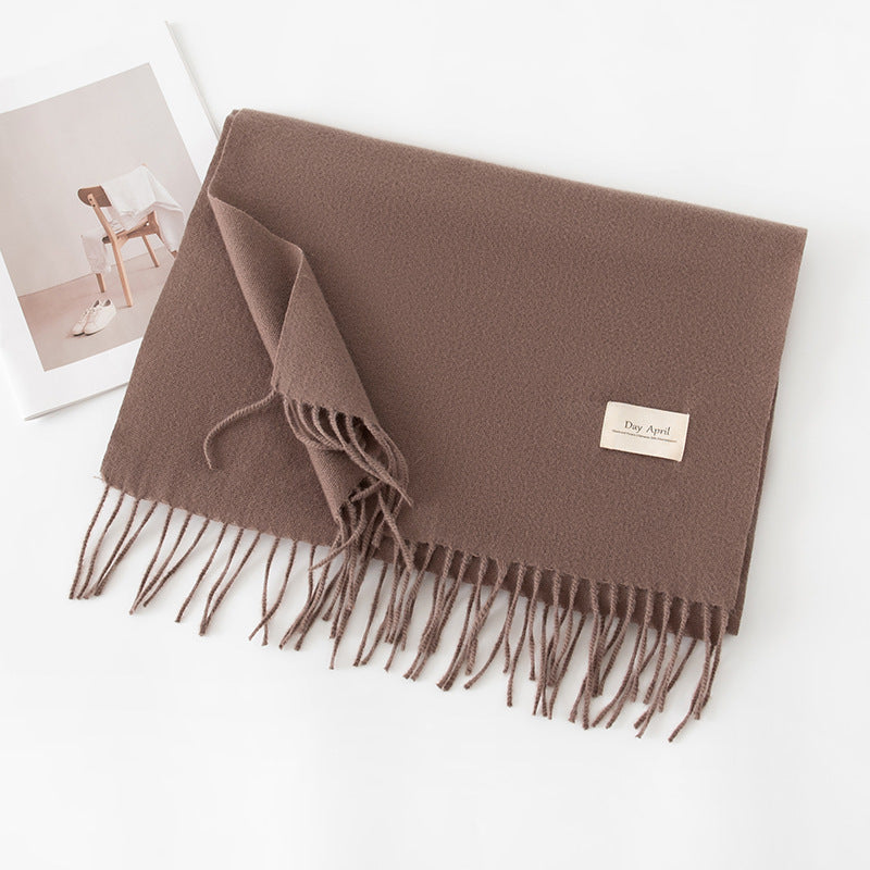 Soft Solid Tassel Blanket Scarf - 12Mocha
