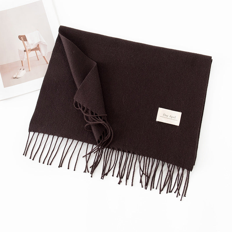 Soft Solid Tassel Blanket Scarf - 14Americano