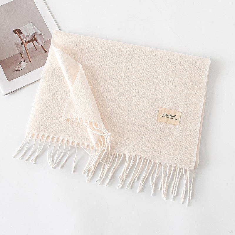 Soft Solid Tassel Blanket Scarf - 16offwhite