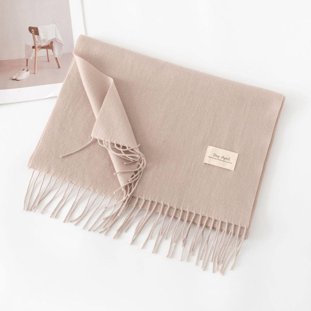 Soft Solid Tassel Blanket Scarf - 22oat