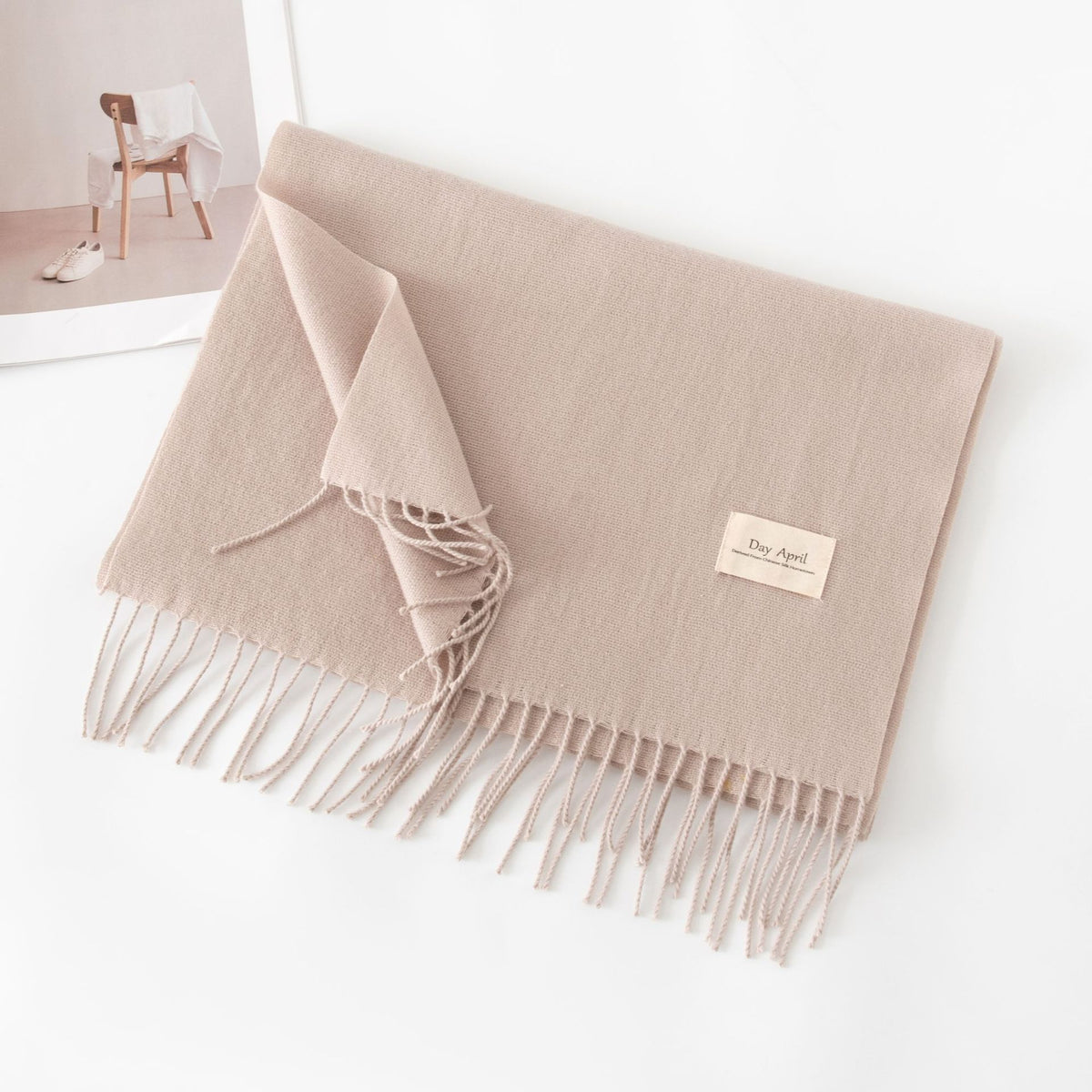 Soft Solid Tassel Blanket Scarf - 22oat