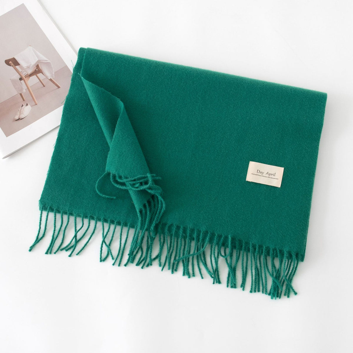 Soft Solid Tassel Blanket Scarf - 25Alpine