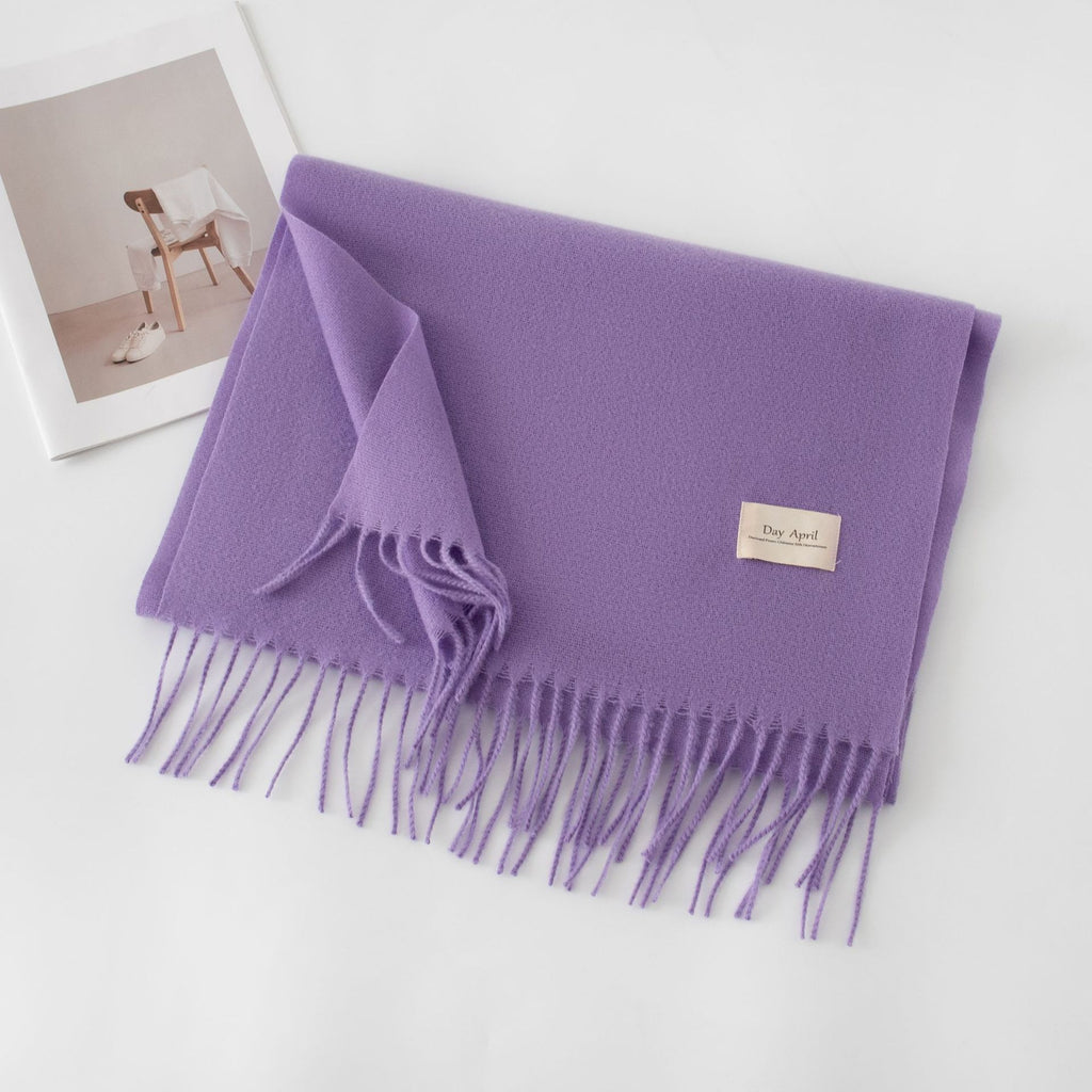 Soft Solid Tassel Blanket Scarf - 30purple