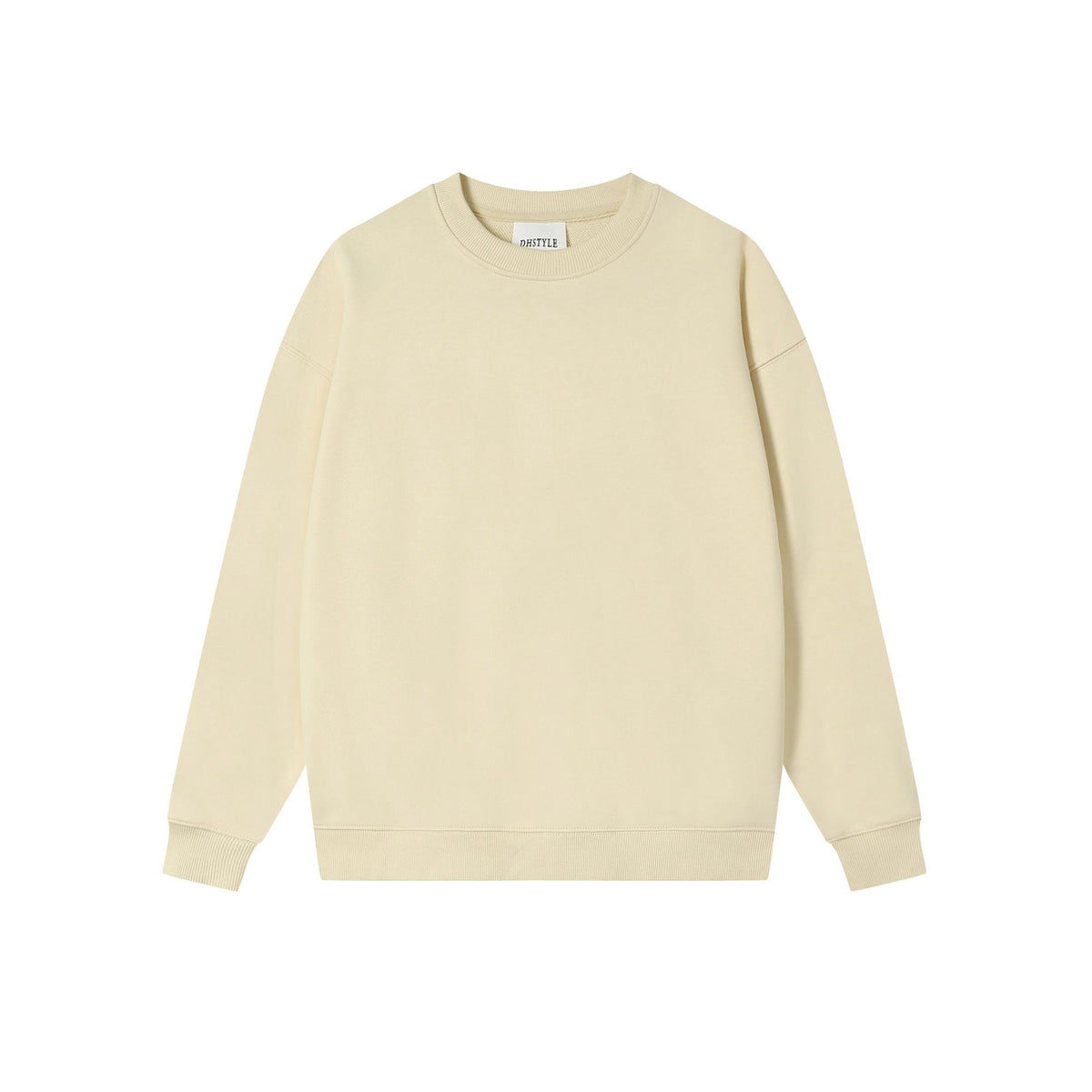Cotton Blend Oversized Crewneck and Hooded Sweatshirt - Beige