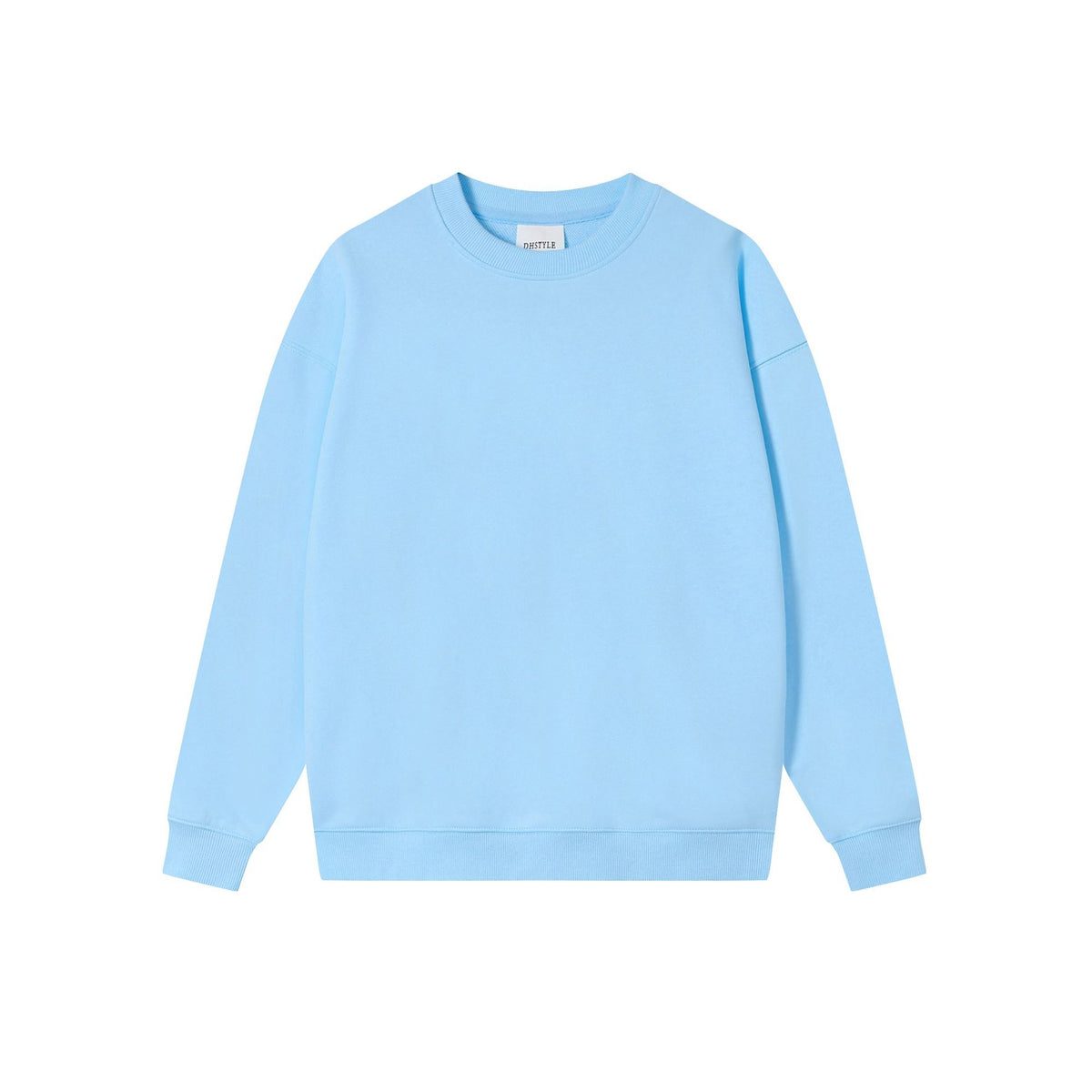 Cotton Blend Oversized Crewneck and Hooded Sweatshirt - Blue