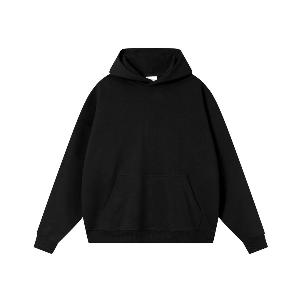 Cotton Blend Oversized Crewneck and Hooded Sweatshirt - H_Black