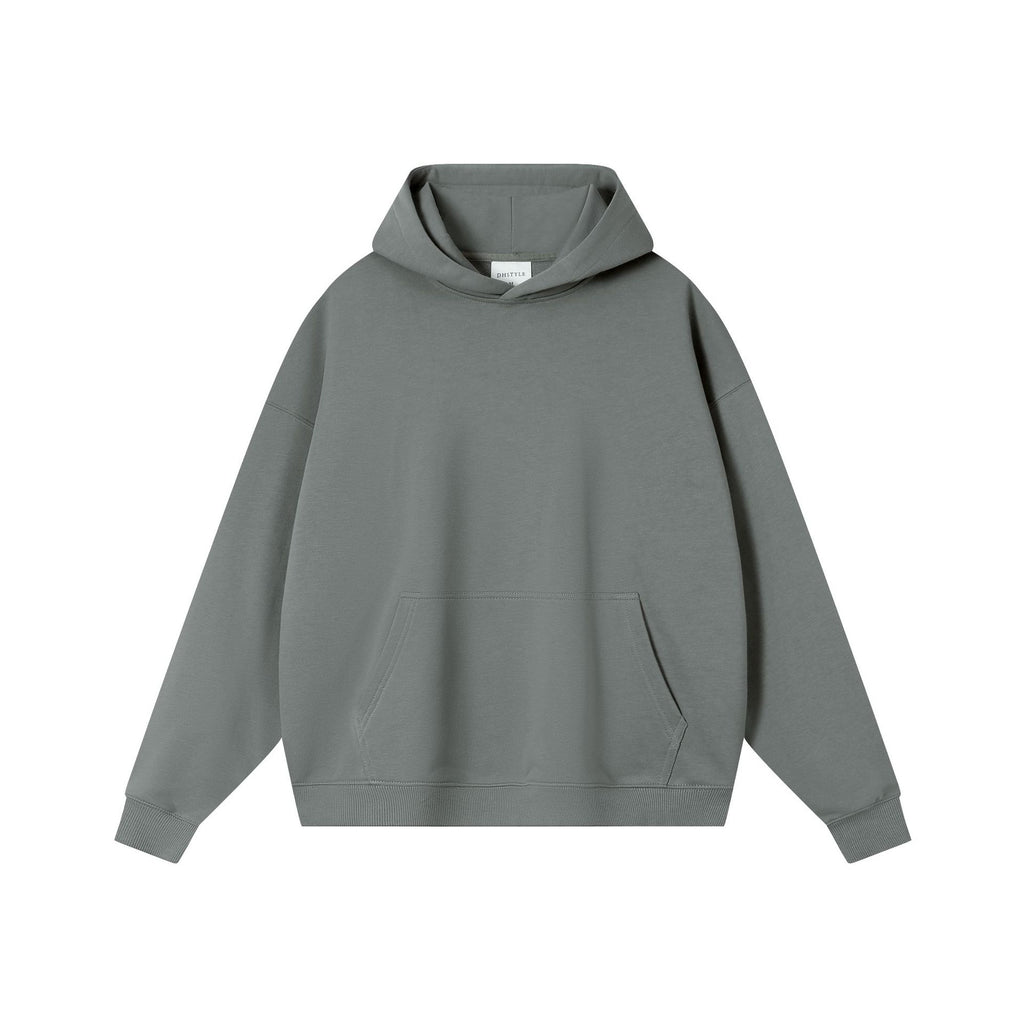 Cotton Blend Oversized Crewneck and Hooded Sweatshirt - H_Cement