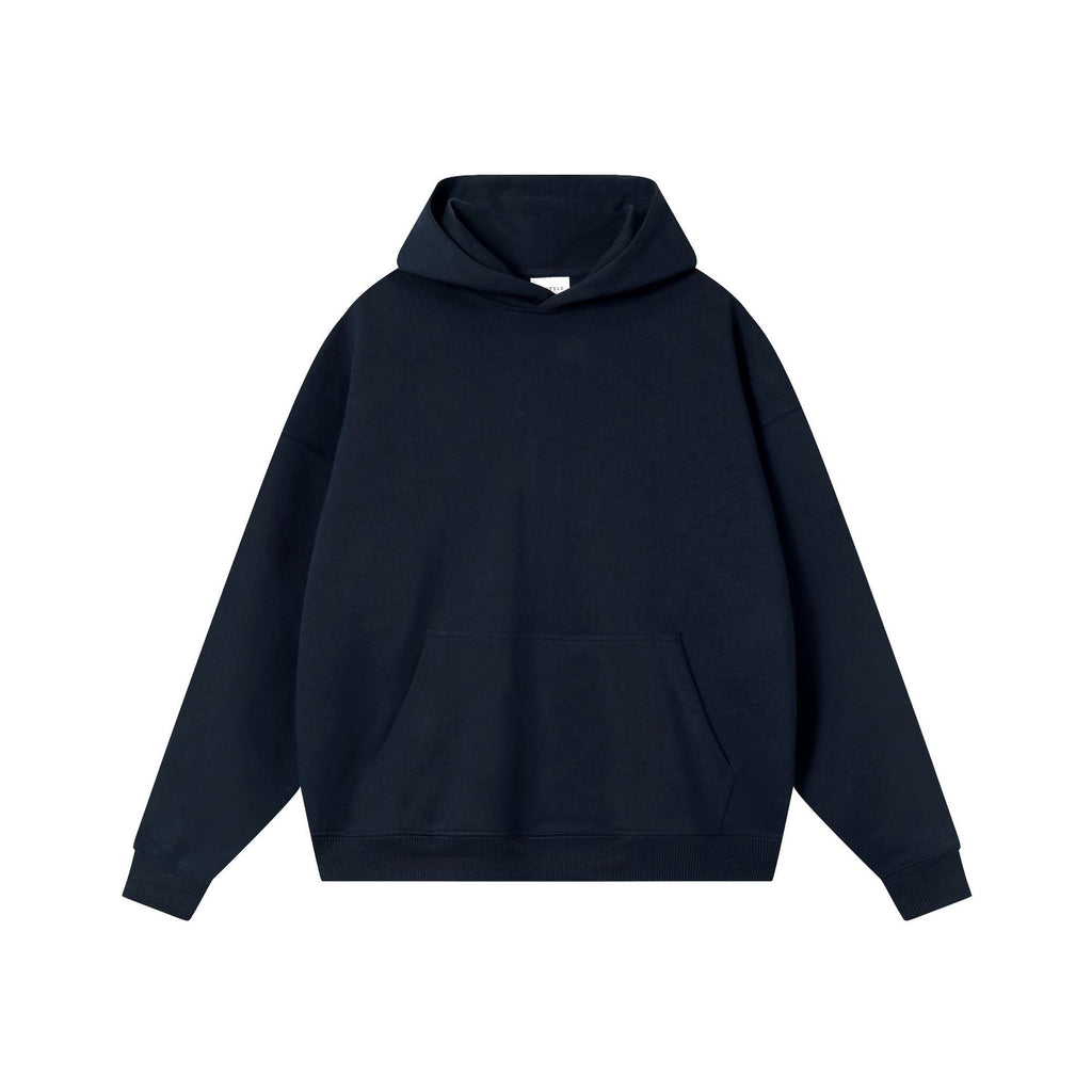 Cotton Blend Oversized Crewneck and Hooded Sweatshirt - H_Navy
