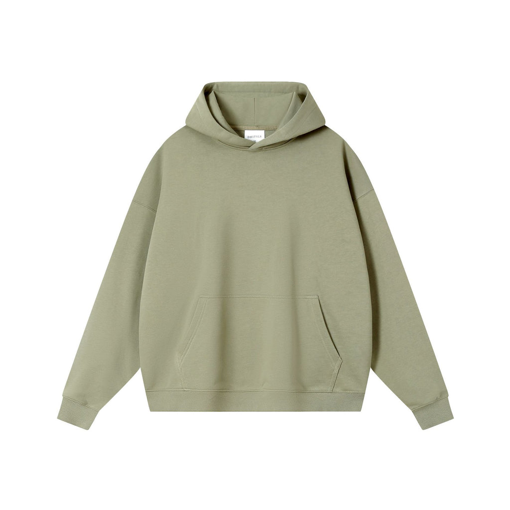 Cotton Blend Oversized Crewneck and Hooded Sweatshirt - H_Sage