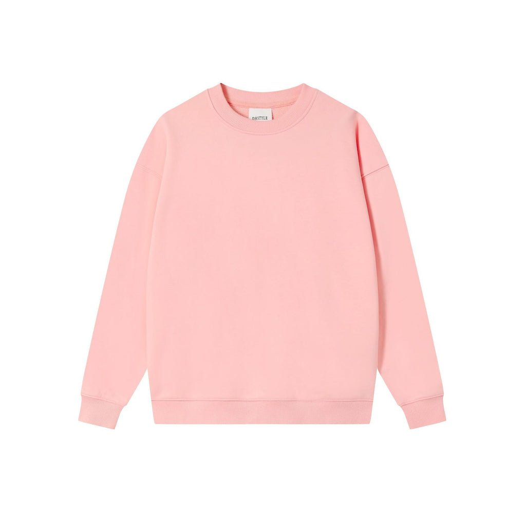 Cotton Blend Oversized Crewneck and Hooded Sweatshirt - Pink
