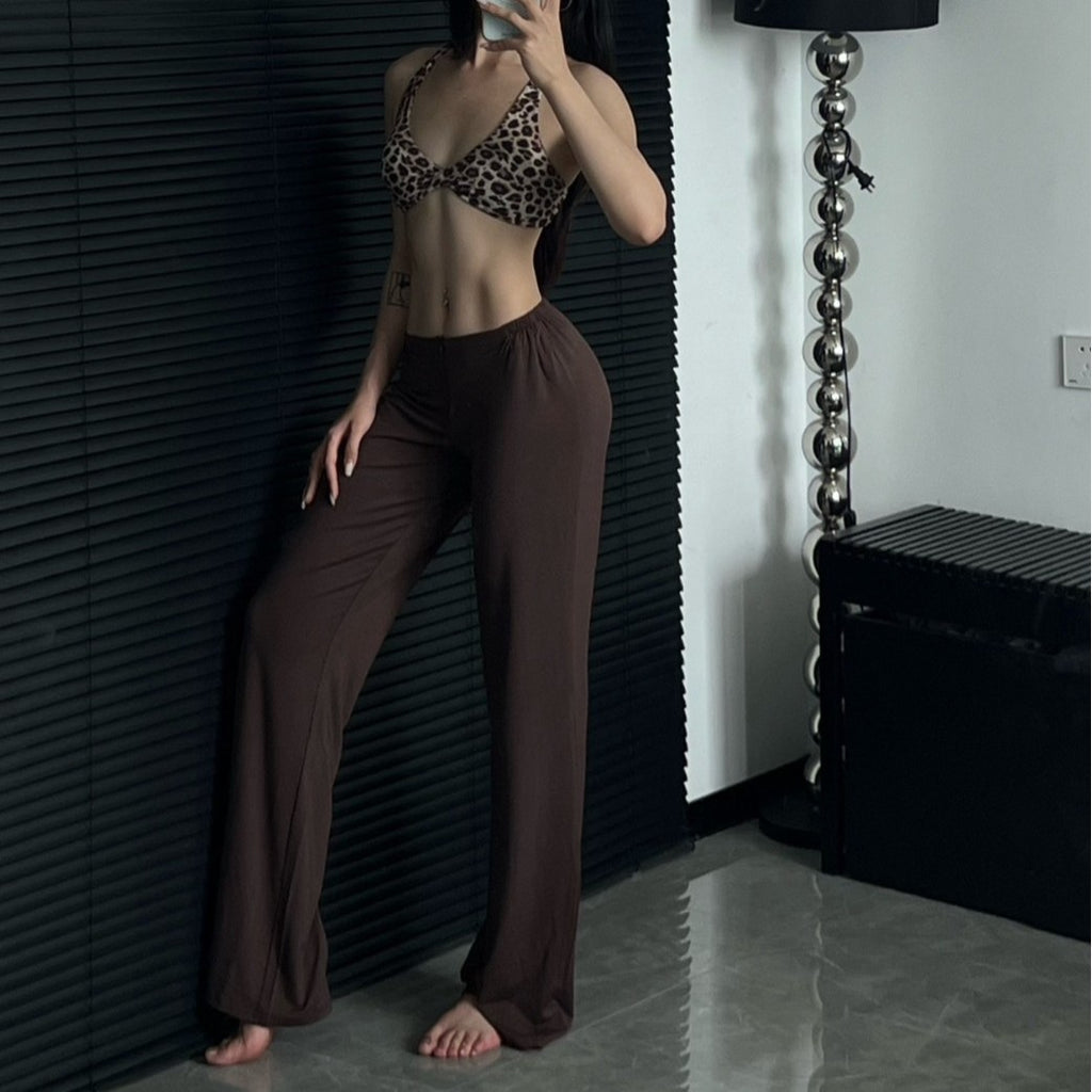 Soft Stretch Front Zip Wide Leg Yoga Pants