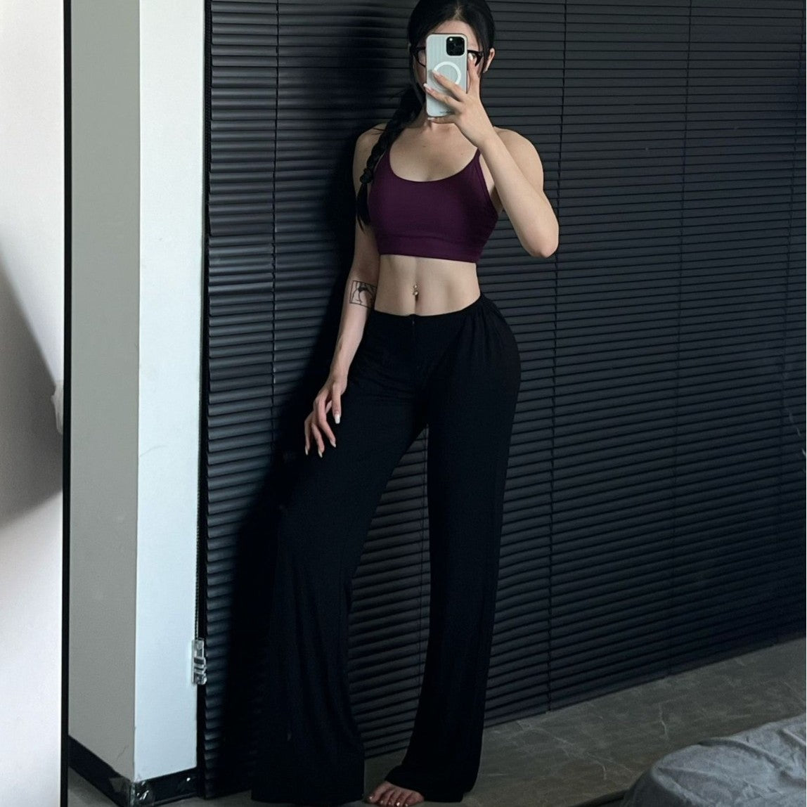 Soft Stretch Front Zip Wide Leg Yoga Pants