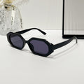 Angular Hexagon Slim Frame Sunglasses - Black