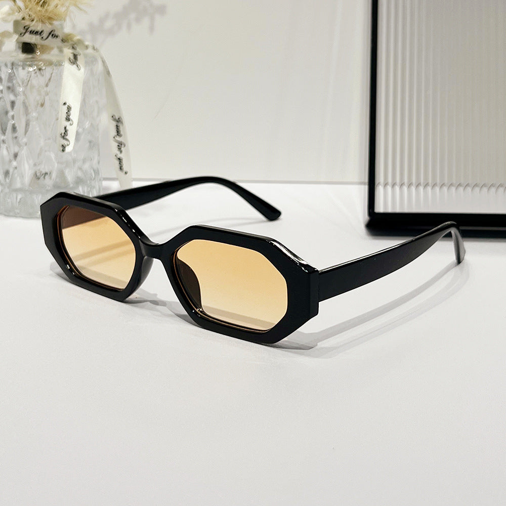 Angular Hexagon Slim Frame Sunglasses - Yellow