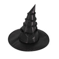 Pleated Satin Pointed Witch Hat - Black