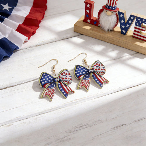 Americana Flag Acrylic Dangle Earrings - NO-8