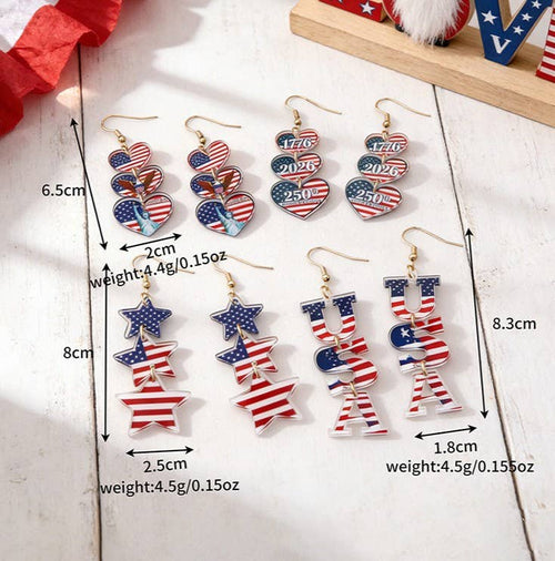 Americana Flag Acrylic Dangle Earrings