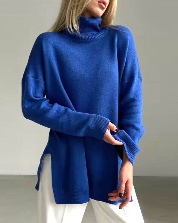 Longline Turtleneck Side Split Sweater - view 1