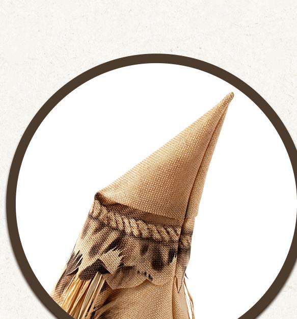 Scarecrow Burlap Pointed Halloween Hat - Khaki - 4