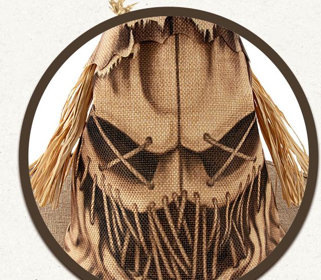 Scarecrow Burlap Pointed Halloween Hat - Khaki - 5