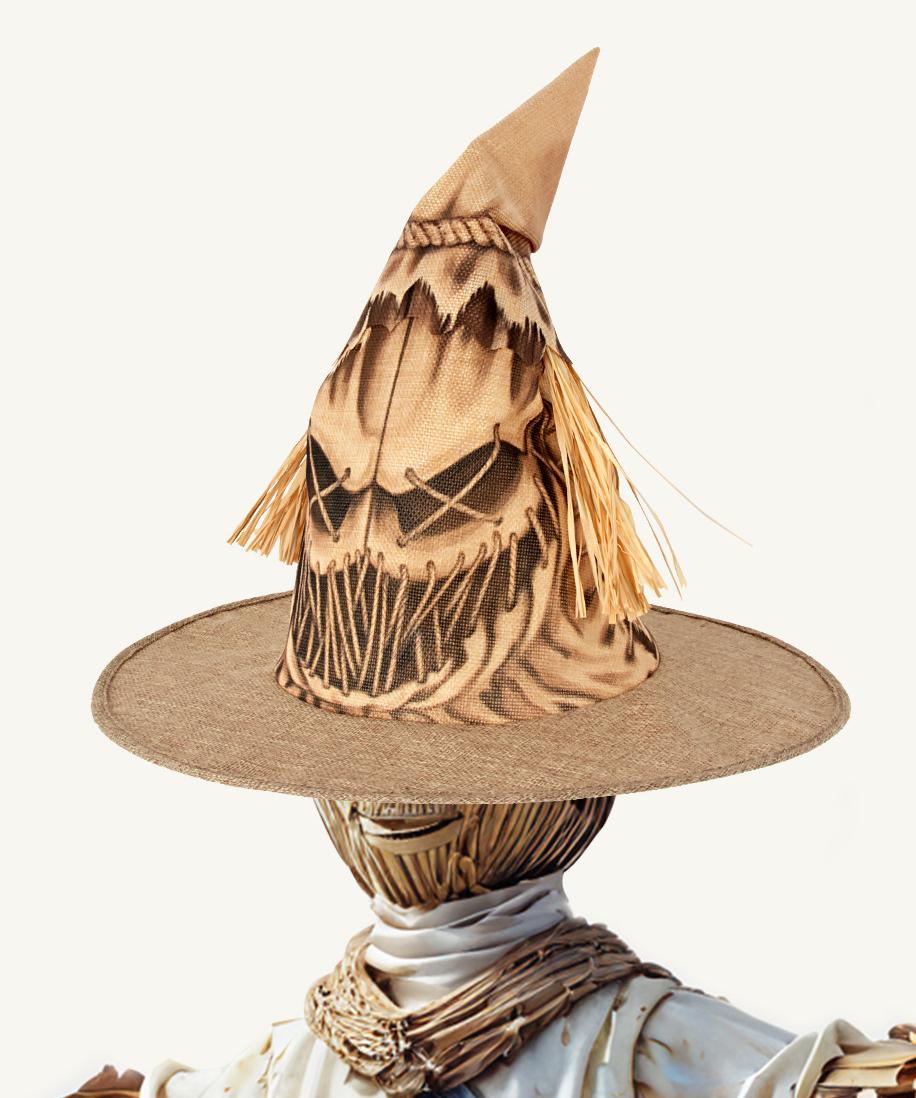 Scarecrow Burlap Pointed Halloween Hat - Khaki - 6