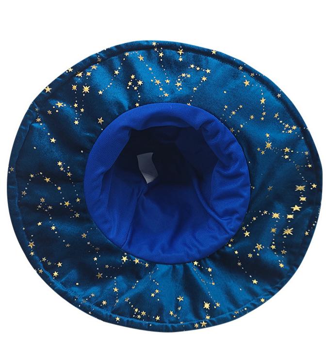 Glitter Star Velvet Witch Hat With Charm Chain - BlueBow - 4