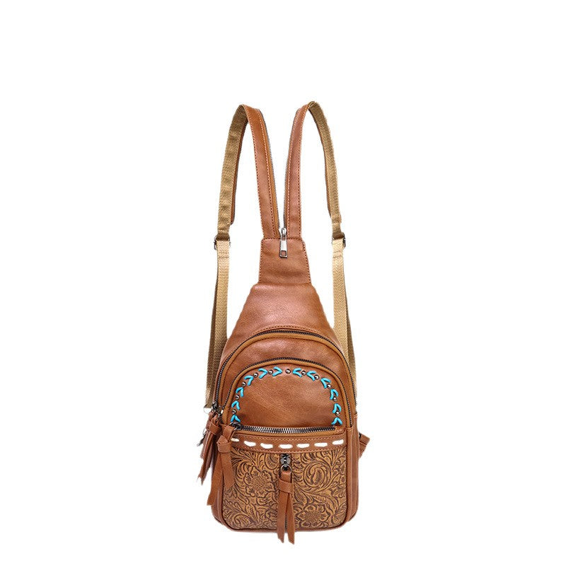 Western Tooled Convertible Sling Backpack