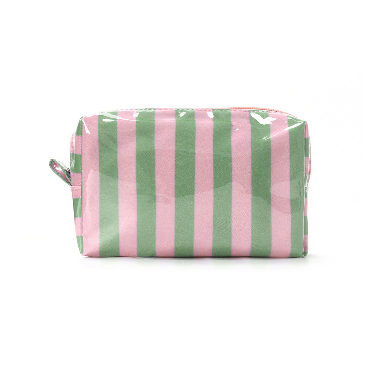 Candy Stripe Vinyl Travel Makeup Bag - Green