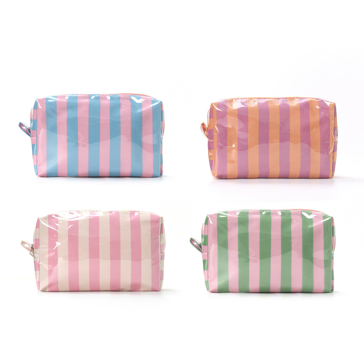 Candy Stripe Vinyl Travel Makeup Bag