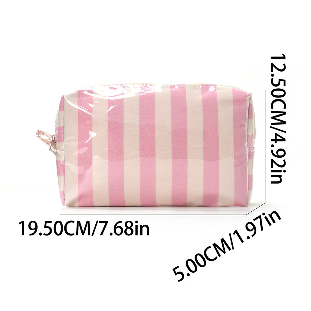 Candy Stripe Vinyl Travel Makeup Bag - view 1