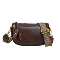 Crescent Crossbody Bag with Woven Guitar Strap - Coffee