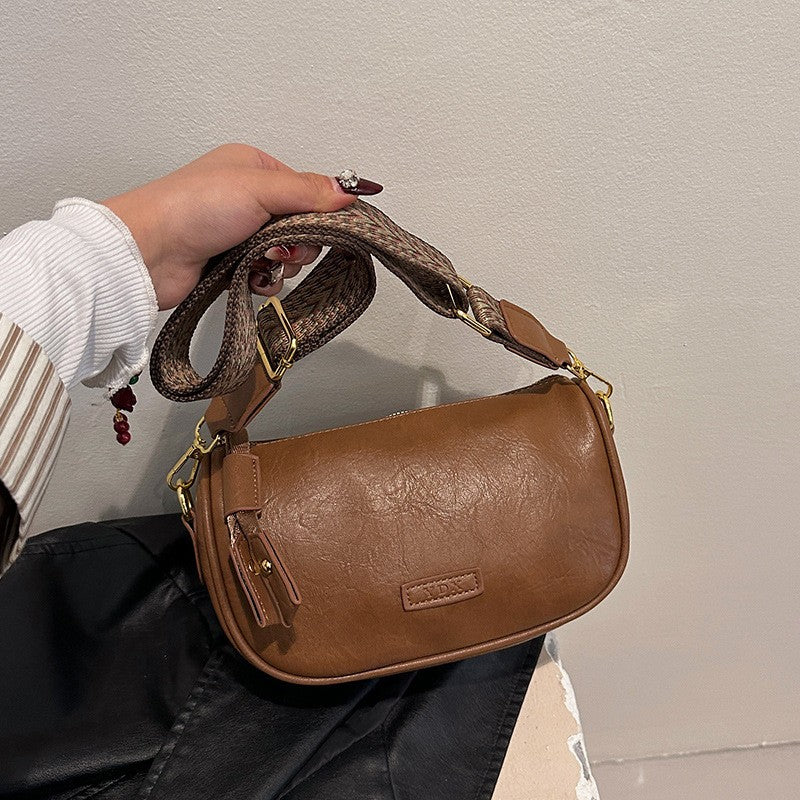Crescent Crossbody Bag with Woven Guitar Strap
