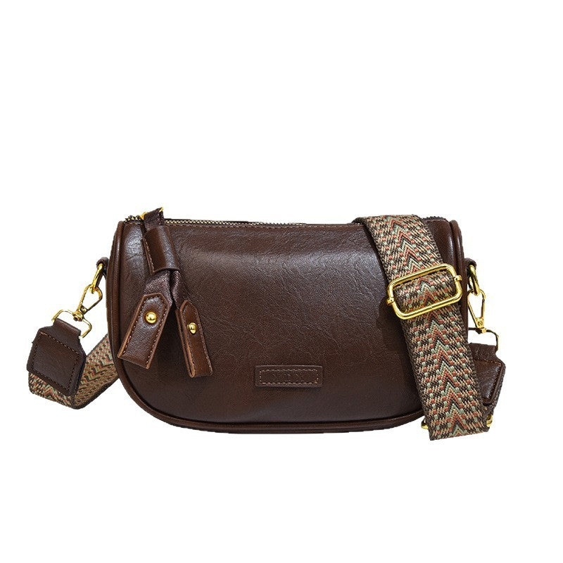 Crescent Crossbody Bag with Woven Guitar Strap